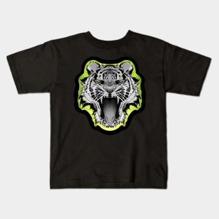 illustrated TIGER PRIDE series (greyscale & green) Kids T-Shirt